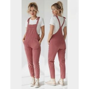 AERIE Light Mauve Soft Denim Overalls